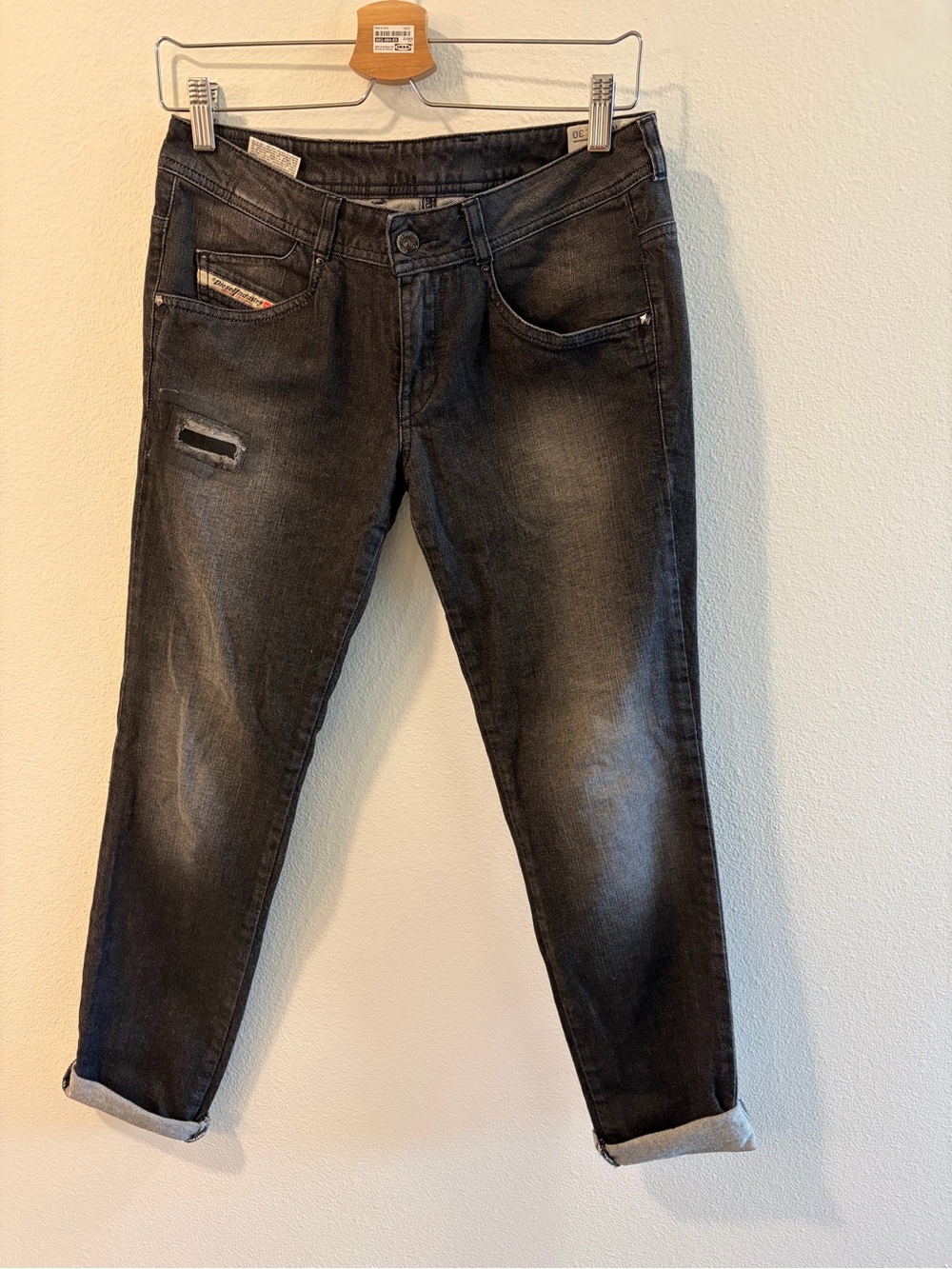 Diesel Men’s Washed Black Slim Straight Jeans